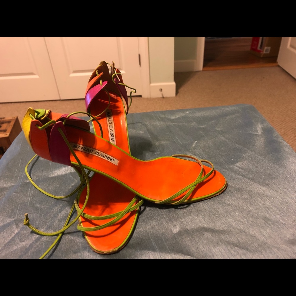 Manolo Blahnik Multi-Color Strappy Sandals